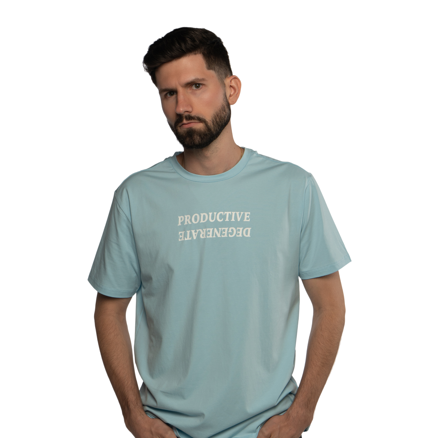 "Work Hard, Play Hard" Japanese Tee - Baby Blue