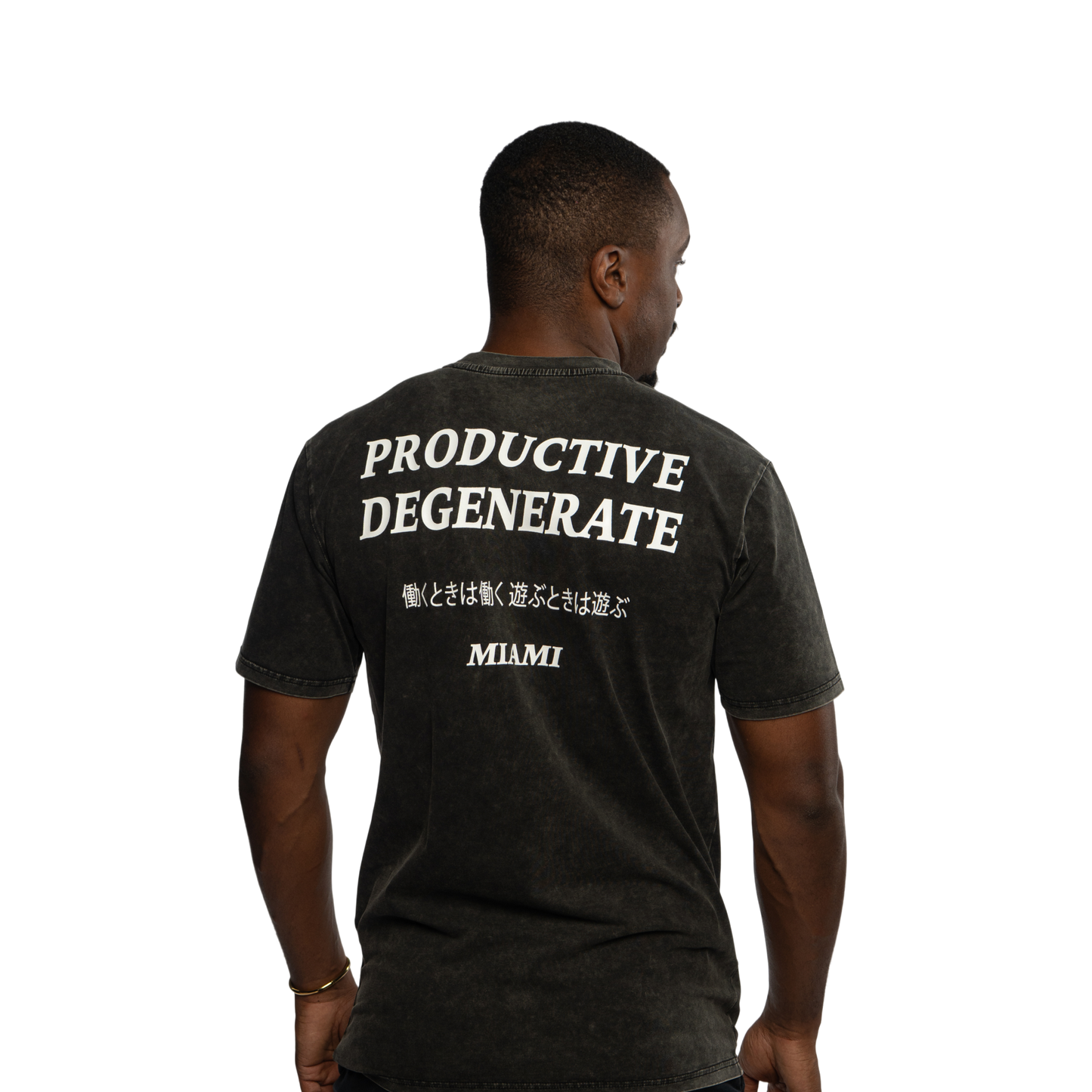 "Work Hard Play Hard" Japanese Tee - Black Acid Wash