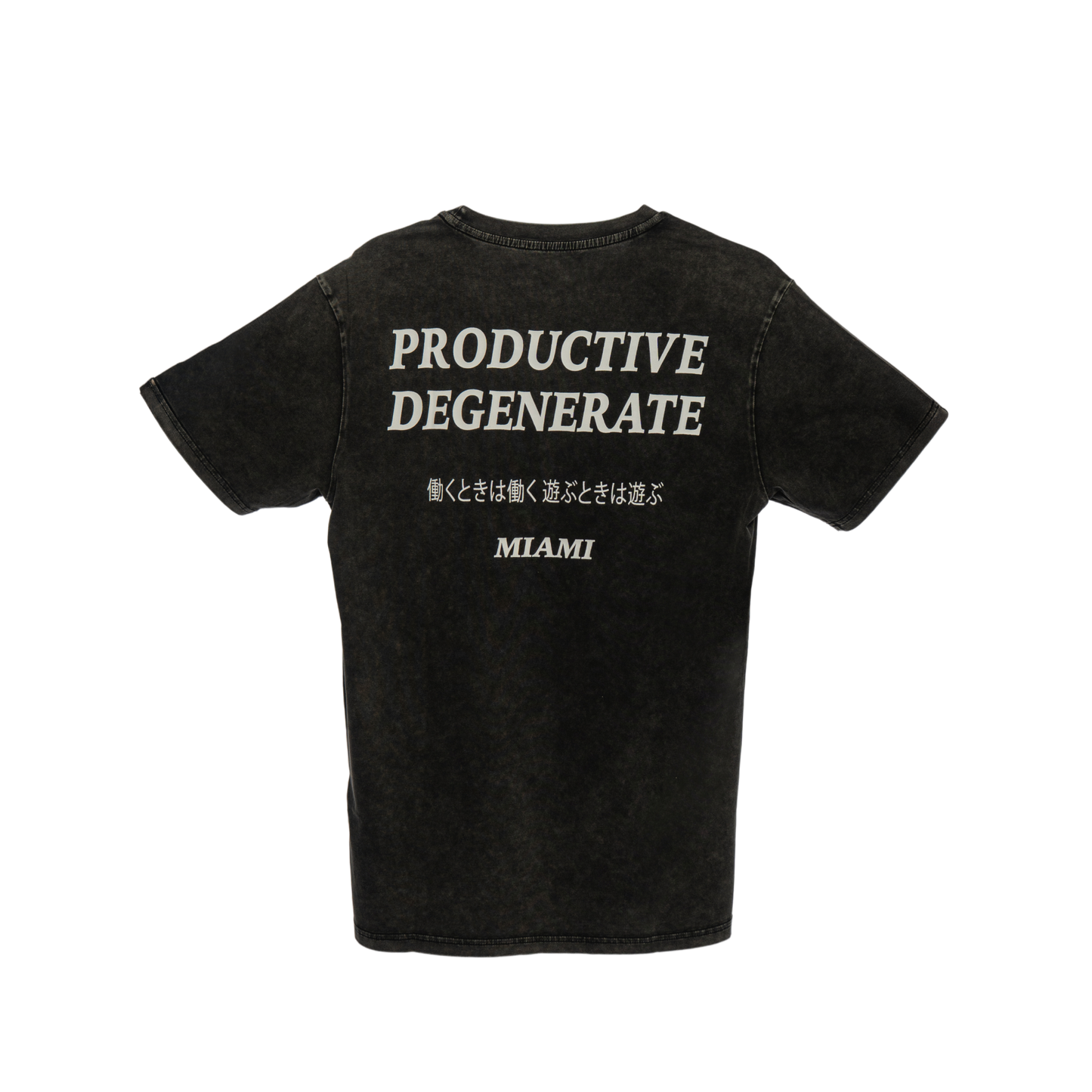 "Work Hard Play Hard" Japanese Tee - Black Acid Wash