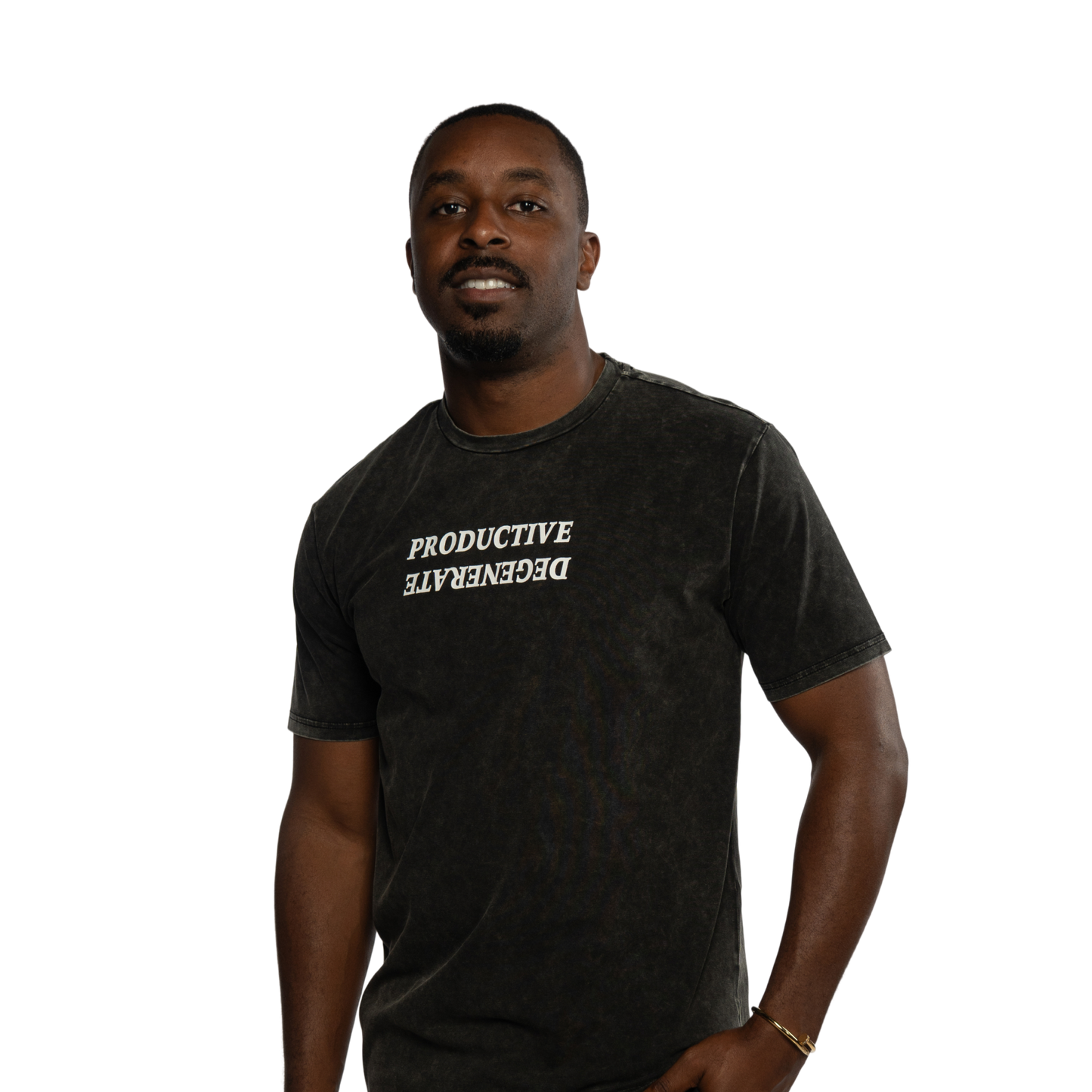 "Work Hard Play Hard" Japanese Tee - Black Acid Wash