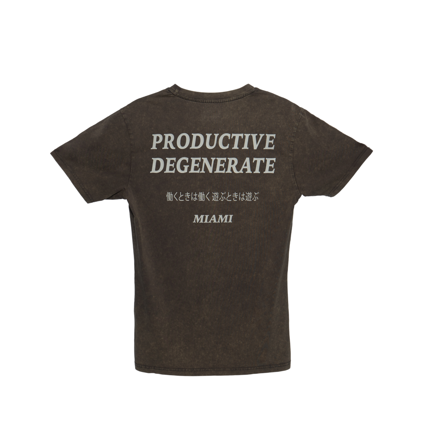 "Work Hard, Play Hard" Japanese Tee - Grey Acid Wash