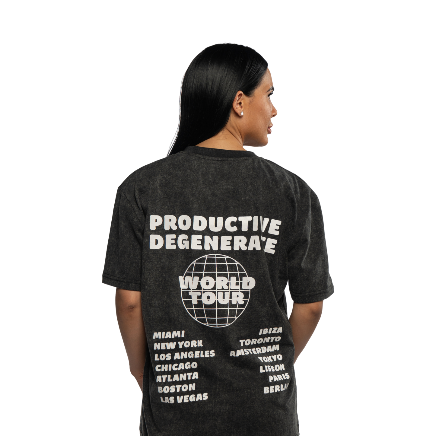 World Tour Tee - Black Acid Wash