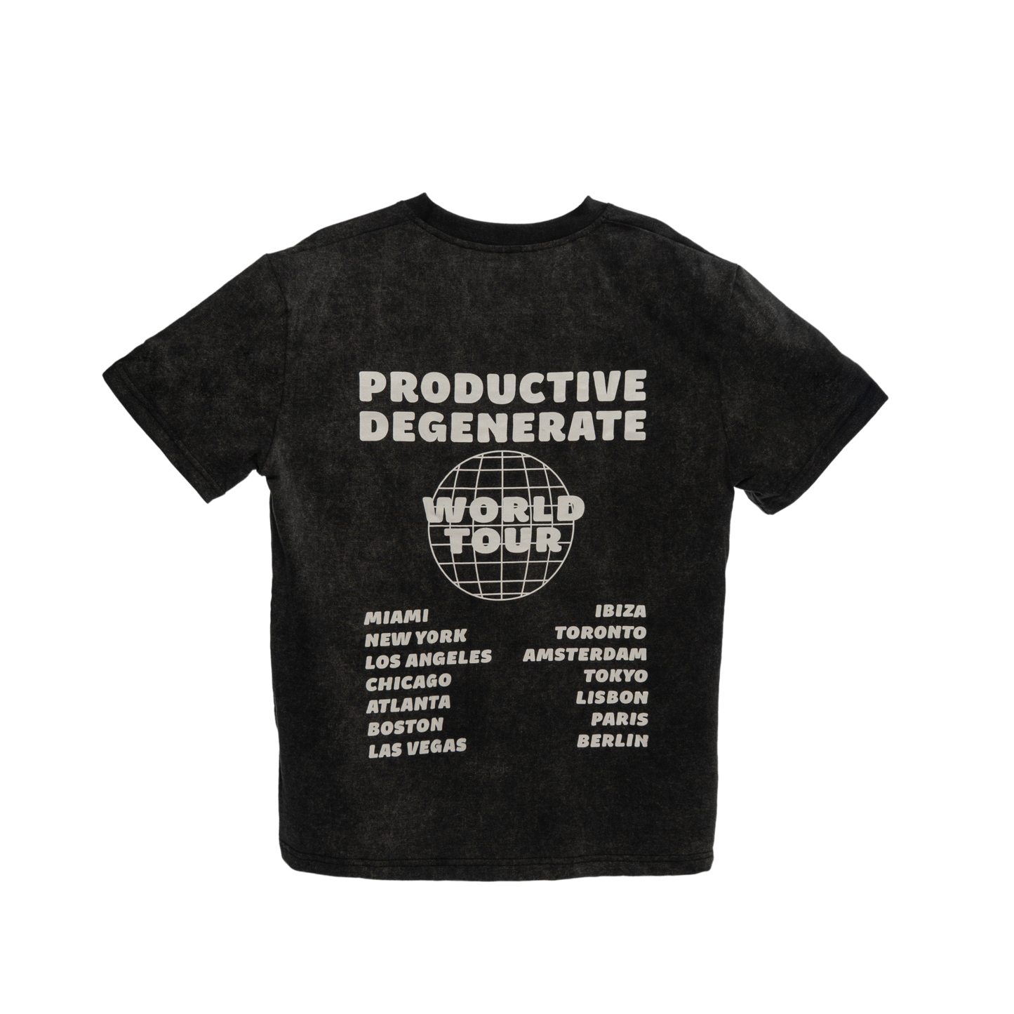 World Tour Tee - Black Acid Wash