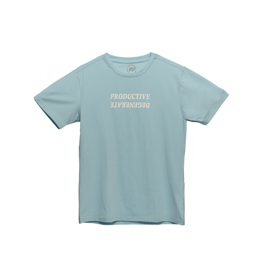 "Work Hard, Play Hard" Japanese Tee - Baby Blue