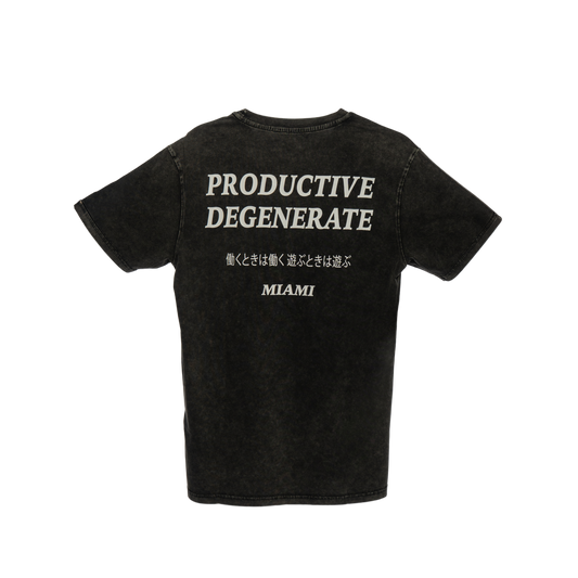 "Work Hard Play Hard" Japanese Tee - Black Acid Wash