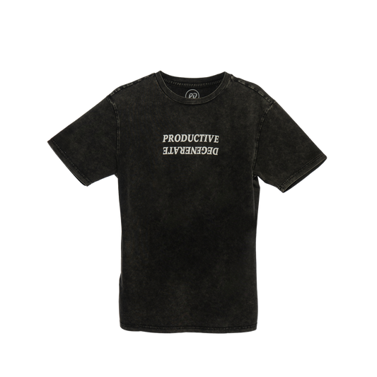 "Work Hard Play Hard" Japanese Tee - Black Acid Wash