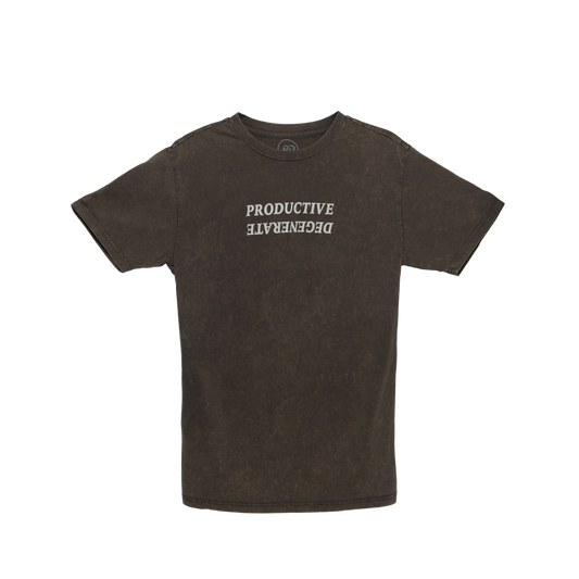 "Work Hard, Play Hard" Japanese Tee - Grey Acid Wash