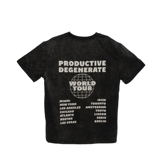 World Tour Tee - Black Acid Wash