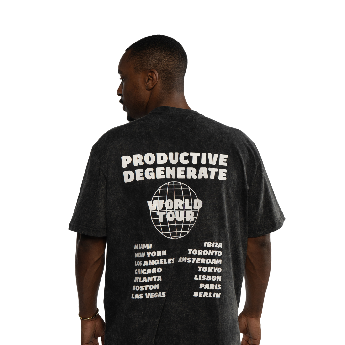 World Tour Tee - Black Acid Wash