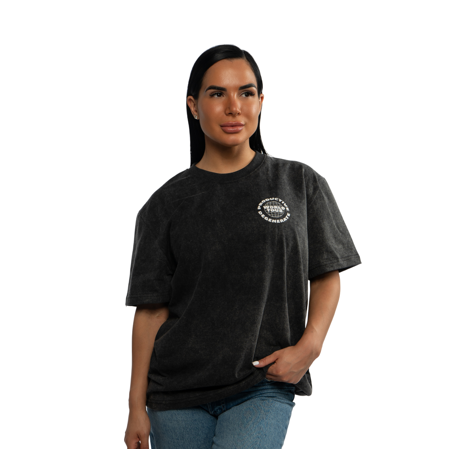 World Tour Tee - Black Acid Wash